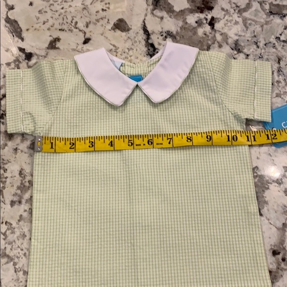 2 piece set green gingham with Peter Pan collar - Picture 3 of 6